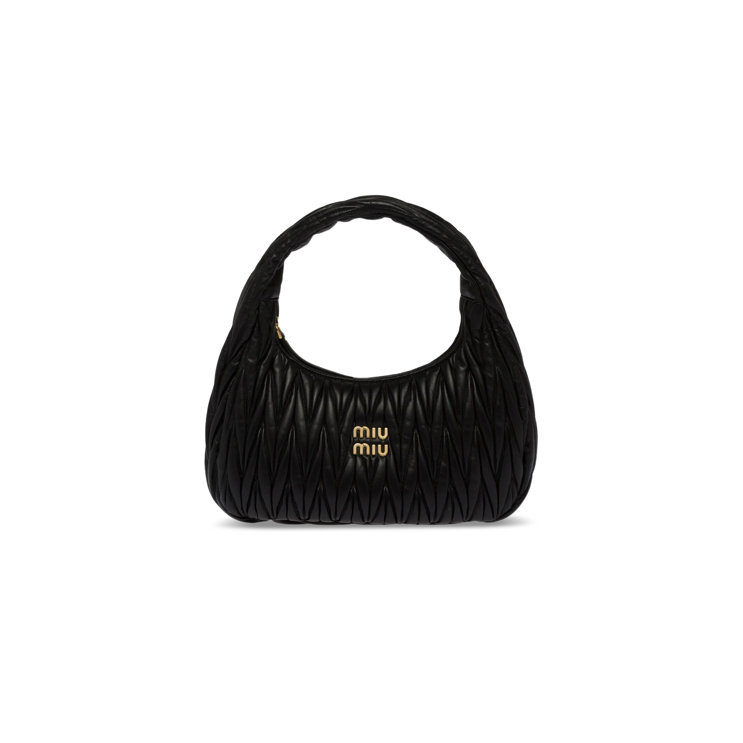 MIU MIU WANDER MATELASSÉ NAPPA LEATHER HOBO BAG 5BC108 (29*24*9.5cm)